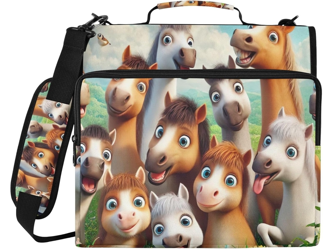 Cool Ponies Pasta De 3 Argolas Verde, Organizador À Prova D Água Laptop De 14 Polegadas, Ideal Escola E