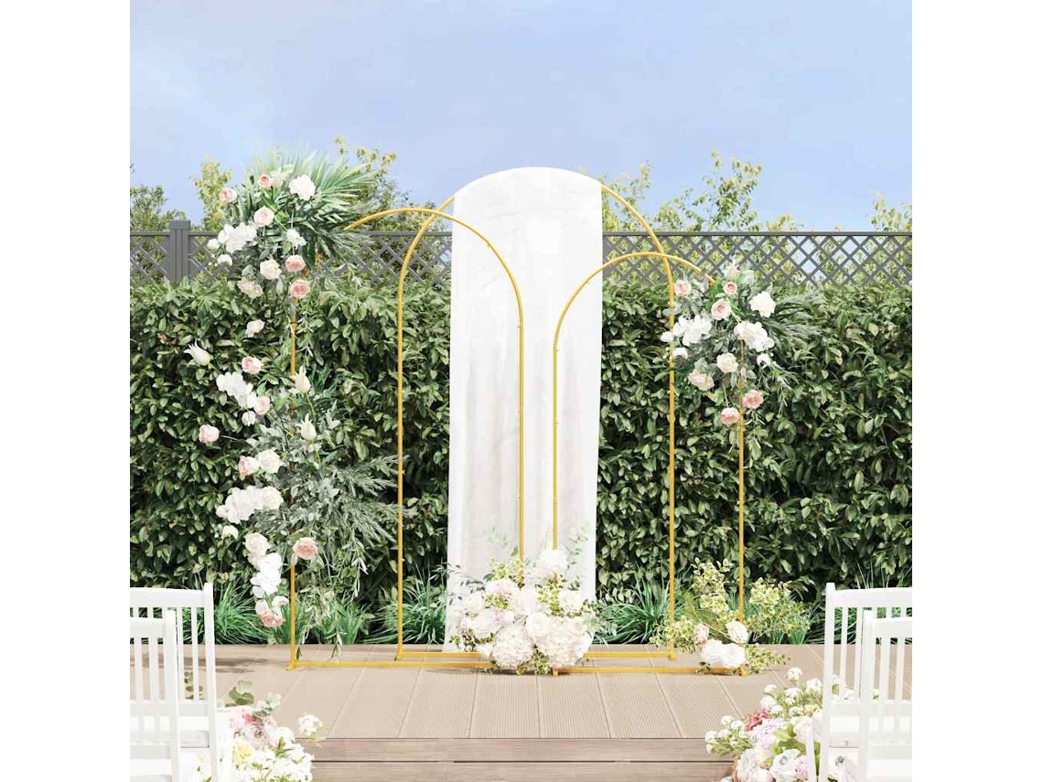 Vidaxl Arco De Casamento 3 Unid. Ouro 120 X 40 X 217 Cm Aço