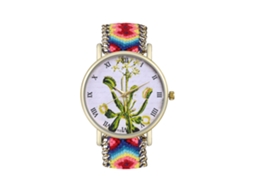 Relógio de Pulso Feminino Casual com Strapo de Lã Padrão Floral Quartz Moderno