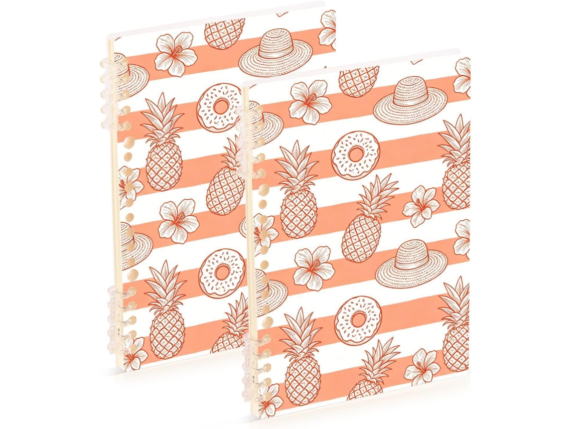 Conjunto de 2 Cadernos Pautados Laranja, Tamanho A5 , Ideais para Escola e Escritório. 21,1 Cm (21,1 X 14,5 Cm)