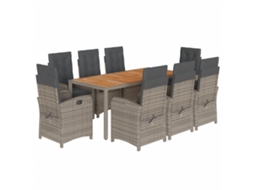 Garden Dining Set, Garden Dining Sets Vidaxl Cinzeto Rattan / Vime (mesa Com 190 Cm De Comprimento)