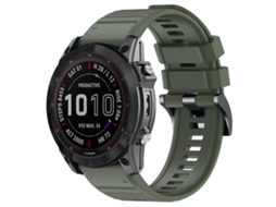 Bracelete Para Garmin (26mm) - Silicone - Liberação Rápida - Fivela De Aço Preta Verde-exército