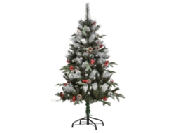 Árvore De Natal Artificial 120cm Com 239 Ramas 27 Pinhas E 27 Frutinhas Folhas De Pvc Pe Base Dobrável E Suporte Metálico Decoração