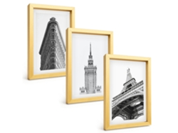 Composição De Quadros Edifícios Arquitetônicos Em Preto E Branco Espelharte (3 Peças 20x30 Cm)