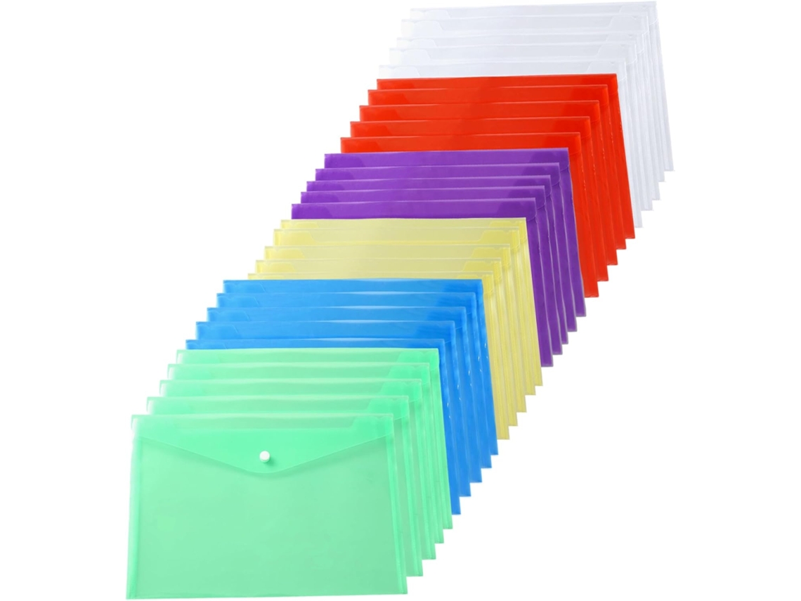 30-pastas Envelope De Polietileno, Pastas Plásticas Documentos A4 Com Fecho De Botão Pressão, Envelopes