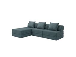 Sofá Modular 3+1+puff Convertível Veludo Regular Azul Escuro SKOFFA