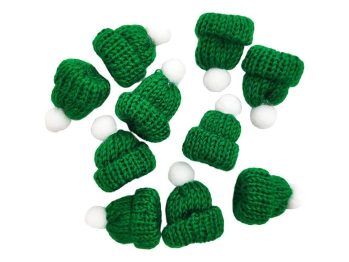 2026 10 Sombreros Mini Navideños para Dulces Cubiertas Accesorios Diy Fiesta Material Tela Color Verde