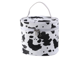 Bolsa de Maquilhagem Portátil com Padrão de Vaca Alta Capacidade Impermeável Pu RNEMITERY