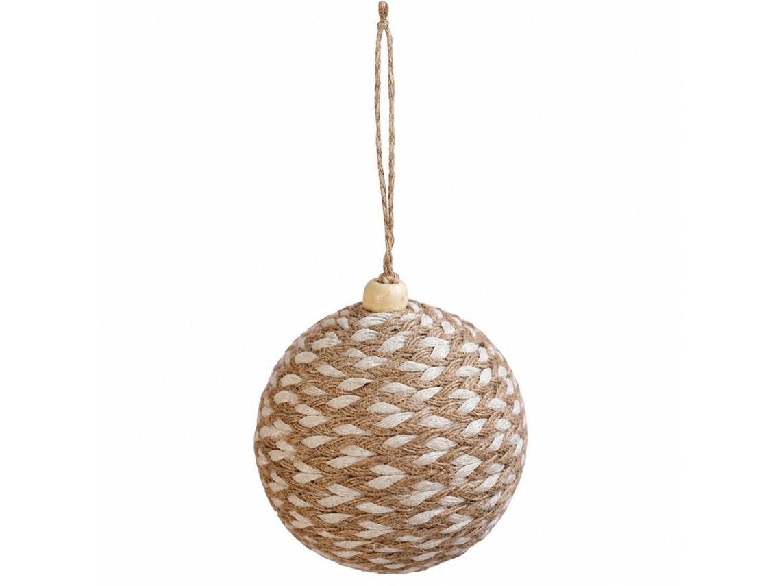 Chaberlu Bola De Natal Trançada Em Juta E Algodão, Decoração Natalina Para Pendurar, 8 Cm (3,15 Polegadas)