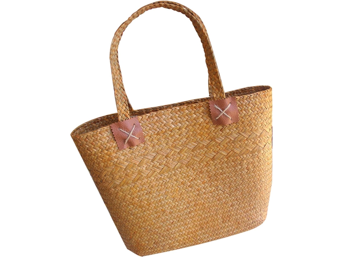 Bolsa de Praia Junco Marinho, Tecida À Mão, Leve e em Estilo Campestre, com Cesto CHABERLU