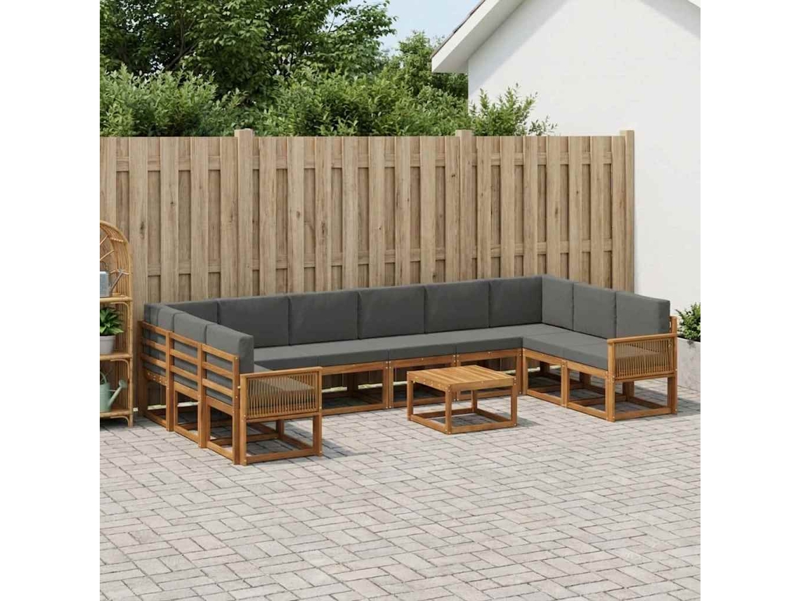 Vidaxl Conjunto De Sofás Para Exterior 11 Pcs Natural E Antracite
