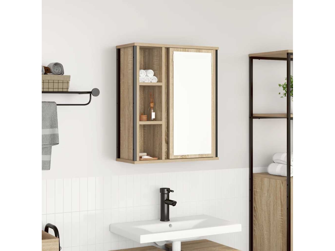 Vidaxl Armário de Parede para Banheiro com Espelho, Carvalho Sonoma, 50x21x60 Cm