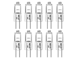 Rebe bombillas Halógenas G4 20w 12v, 10 Peças Base de 2 Pinos Brancas Reguláveis, 2700k, 360° Ângulo de Feixe, 2000 Horas de Vida Útil