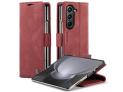 Capa De Couro Para Celular Dobrável Estilo Flip-top, Resistente A Quedas, Com Design Inovador.vermelho - Samsung Z Fold 4 (fivela Lateral De Metal)