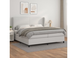 Vidaxl Cama Com Molas/colchão 200x200 Cm Couro Artificial Branco