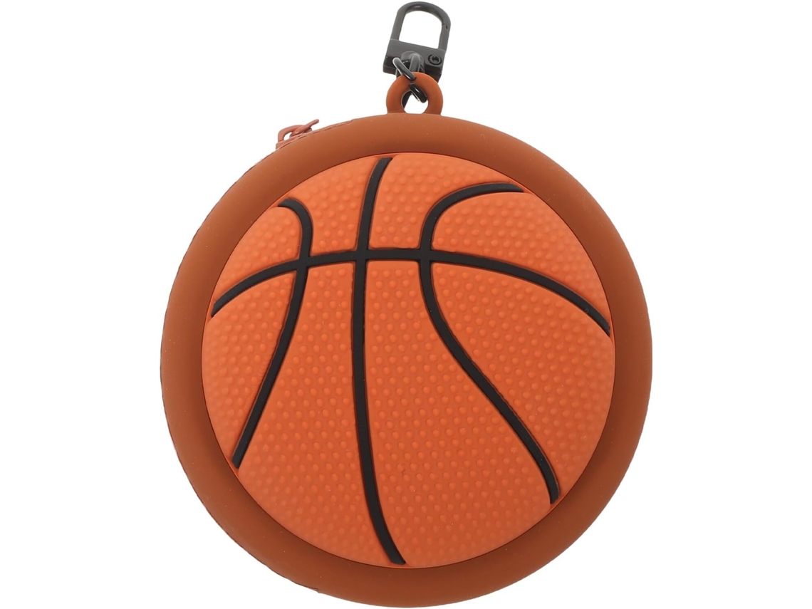 Mini Porta-moedas De Silicone Em Formato De Bola De Basquete, Estojo Redondo Com Zíper.