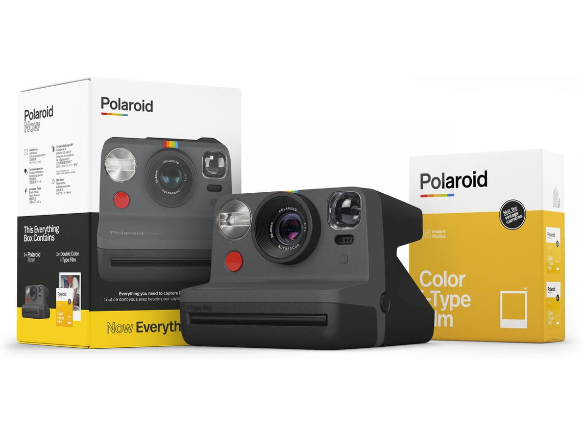 Kit Máquina Fotográfica Instantânea POLAROID Now Everything Box Preto