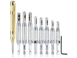 Conjunto de 8 Brocas de Centrado S/MARCA para Bisagras, Ferramentas de Carpintaria 1/4"