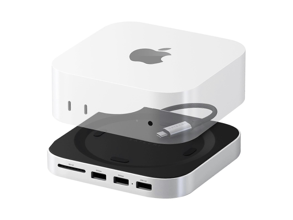 Estação De Acoplamento Para Mac Mini 2024 Com Hub Usb C E Armazenamento Ssd, Prateada Aquaforge