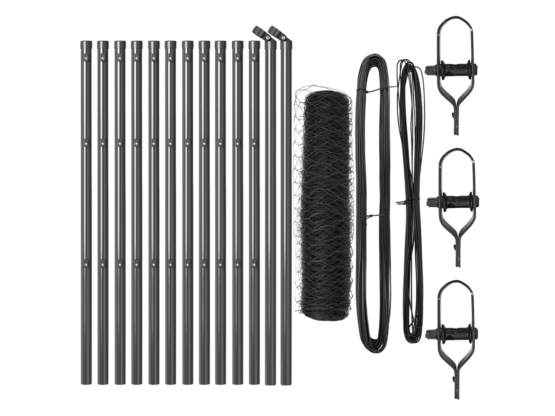 Conjunto 1 Cerca Para Jardim Vidaxl Cinzento Aço (25 X 0,4 M)