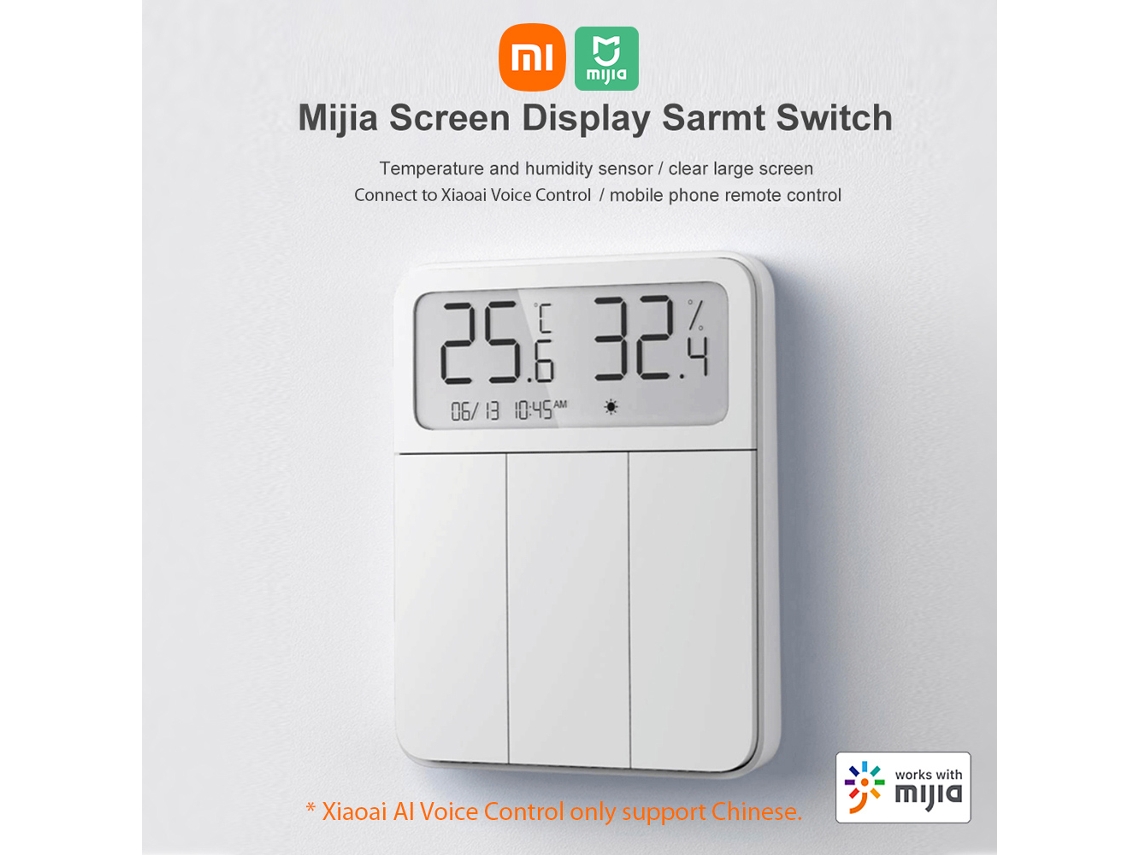Aetheria interruptor Inteligente Xiaomi Mijia com Sensor de Temperatura e Umidade Controle Remoto App 220v