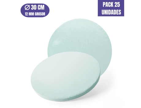 Base Para Bolo Redonda Azul Bebe - 30 X 1,2 Cm (25 Uds)