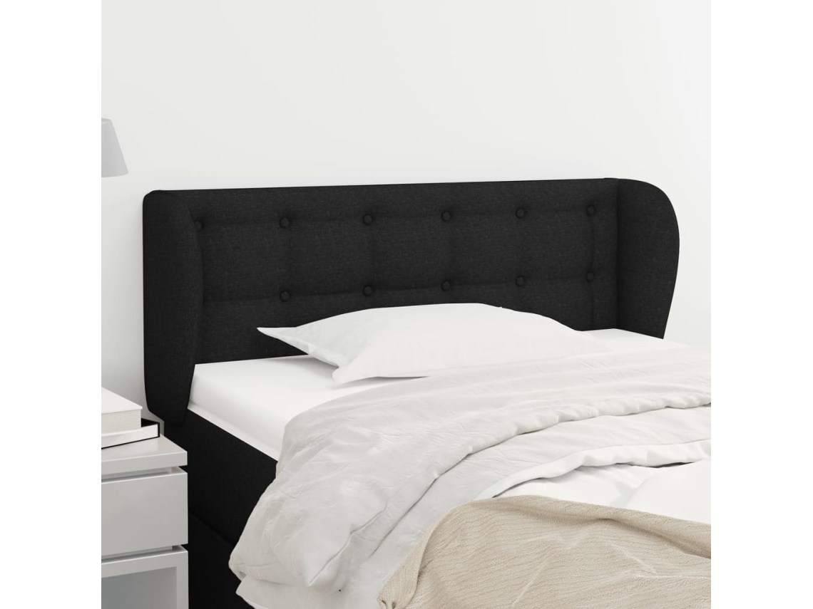 Vidaxl Cabeceira De Cama C/ Abas Tecido 83x23x78/88 Cm Preto