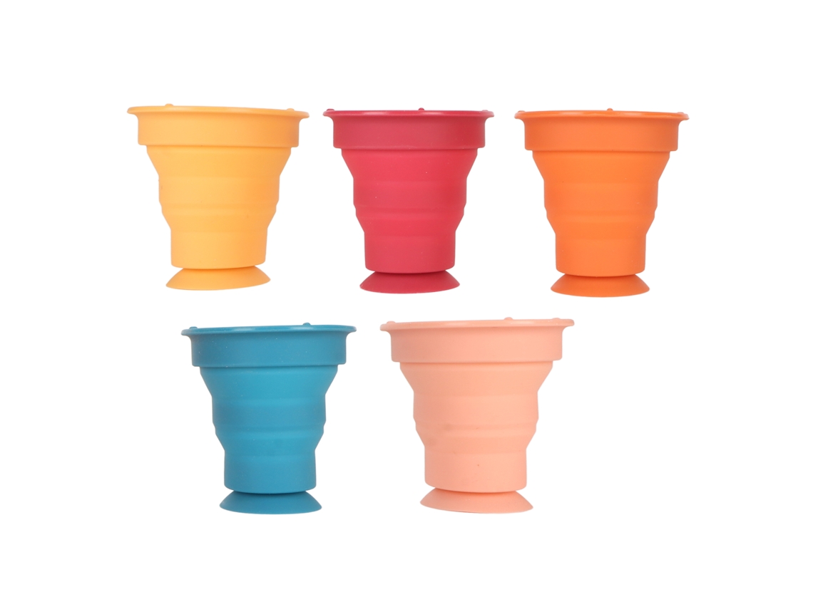 Mali 5pcs Copos de Empilhamento com Sucção Silicone para Bebês Reconhecimento de Cores Brinquedo Educativo