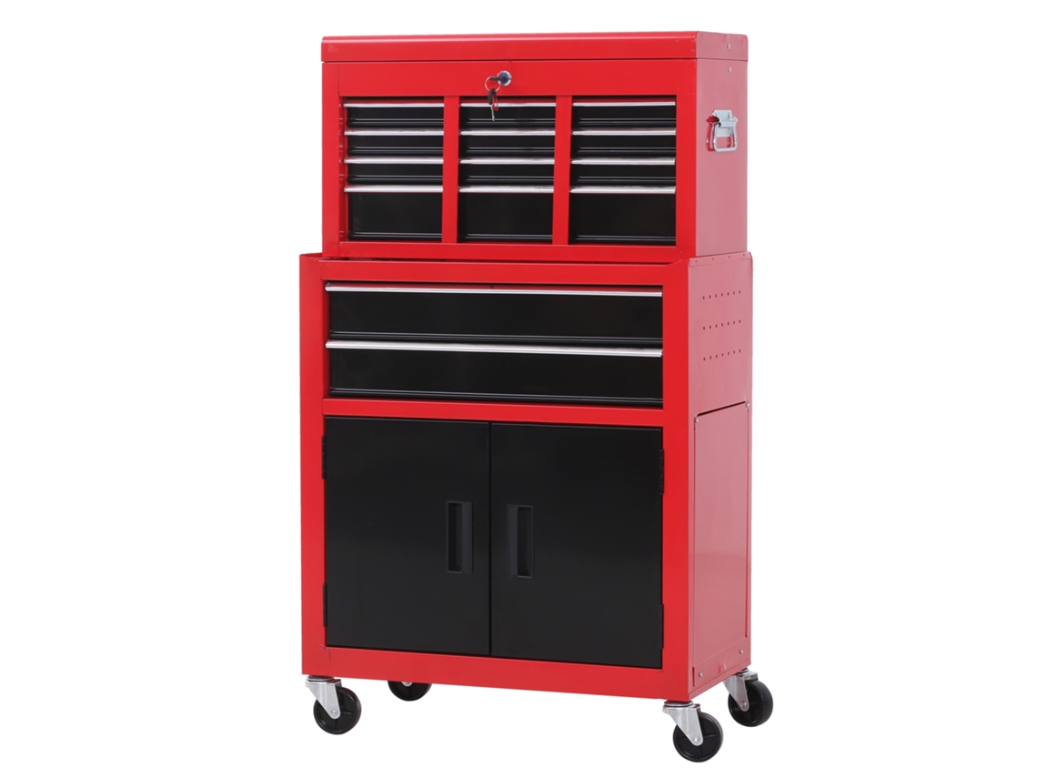 Armário Ferramentas Rolável 6 Gavetas Metal Vermelho (caixa Incluída)