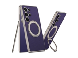 Capa Hexinyigjly Para Samsung S26 Ultra , Pele Com Anel Magnético E Suporte Invisível, Carregamento Sem Fios Roxo