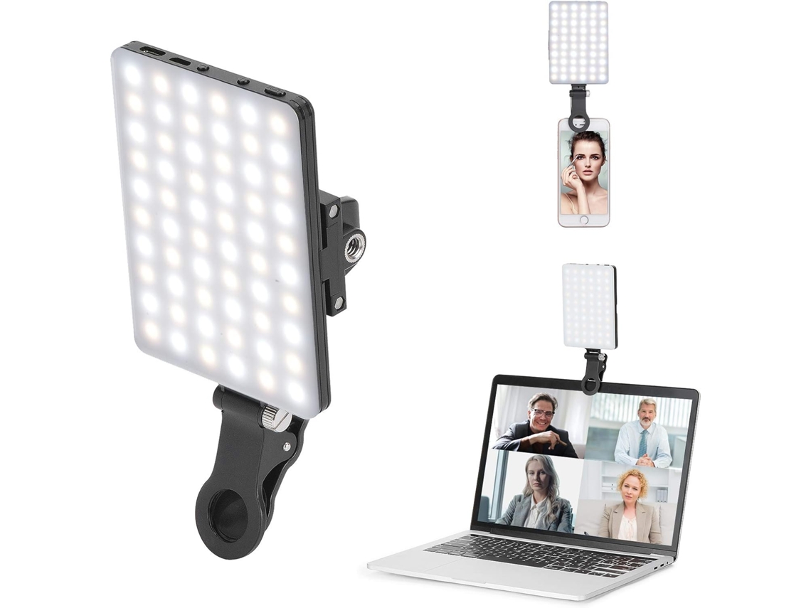 Luz De Led Recarregável De Alta Potência Com Clipe E 60 Leds, Com 3 Modos De Iluminação (frontal E Ajustável) Para Videoconferências, Ideal Para Celul