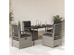 Vidaxl 5 Pcs Conjunto De Jantar P/ Jardim C/ Almofadões Cinzento Claro
