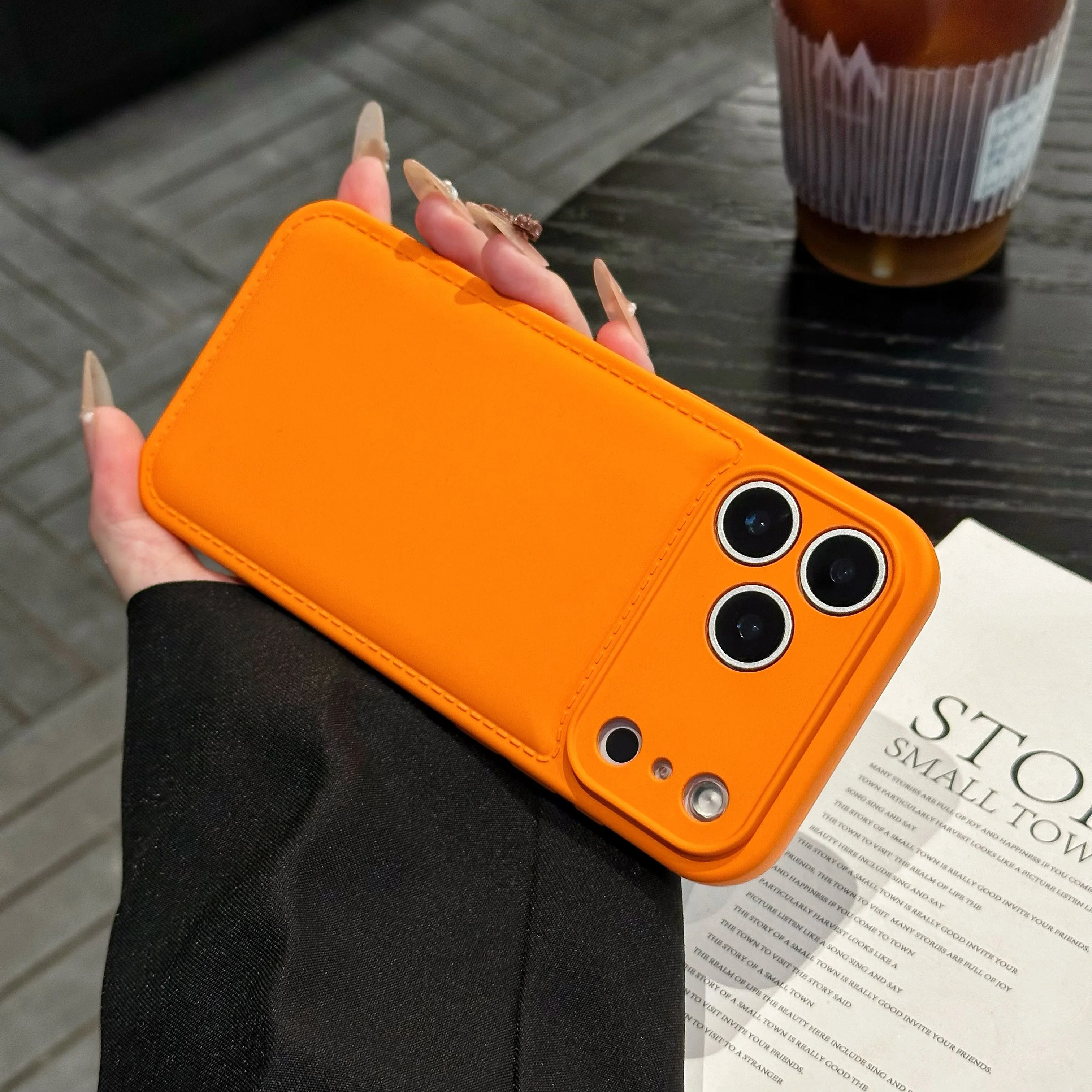 Capa De Silicone Resistente E Macia (laranja) Para Iphone 14 Pro, À Prova De Choque, Com Proteção De Borda.