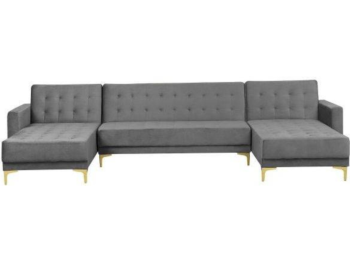 Sofá BELIANI Aberdeen (Cinzento Veludo Lugares 5) Worten.pt