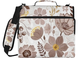 Pasta organizadora com 3 argolas, estampa floral Boêmia multicolorida, Alça, inclui bolsa com zíper.
