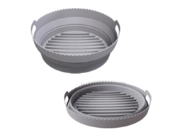 Forma De Silicone Redonda E Multifuncional Para Fritadeira A Ar, Dobrável, Cinza