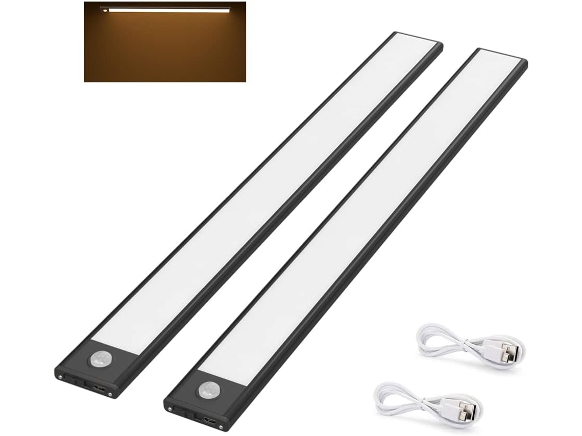2 Luzes de Guarda, Roupa, 30 Cm, Sem Fio, Recarregáveis​​ Via Usb, com Sensor de Movimento BRILVIBERA