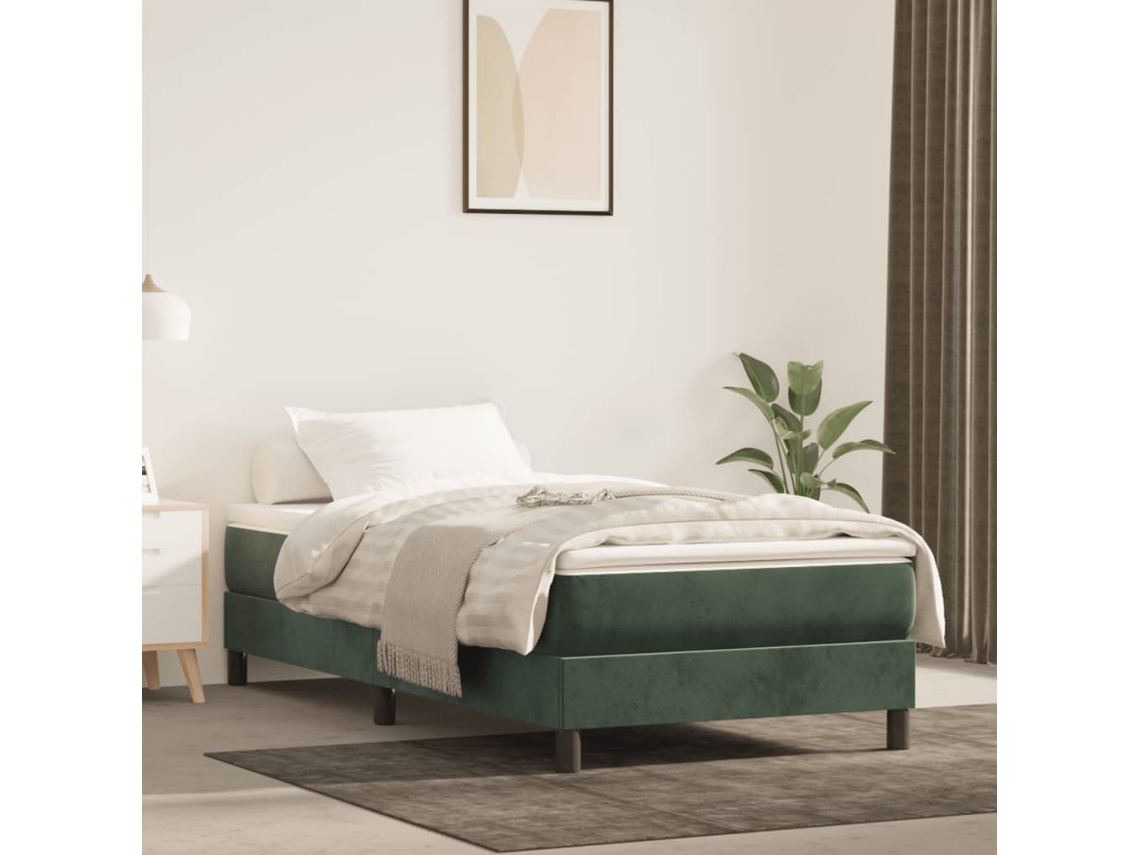 Vidaxl Colchão De Molas Ensacadas Firmeza Média 120x190x20 Cm Veludo Verde-escuro