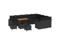 Conjunto 13 Sofá De Jardim Vidaxl Preto Vime Pe (292.5 X 234 X 85 Cm)