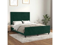 Vidaxl Estrutura De Cama Sem Colchão 140x200 Cm Veludo Verde-escuro