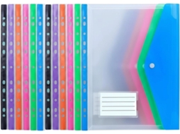 Organizador de massas multicolorido e impermeável com 12 peças, sacos para massa e protetores de página de plástico.