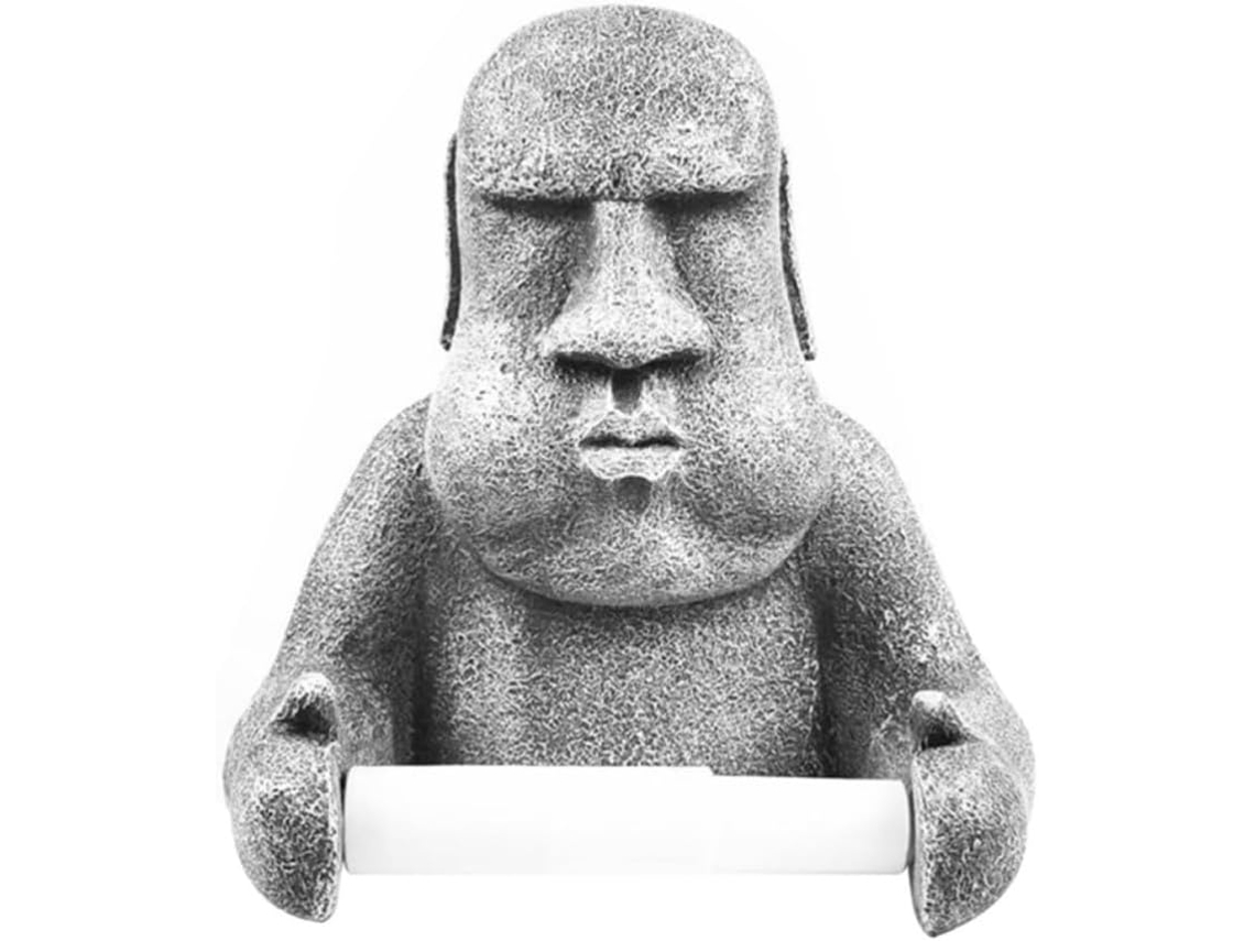 Suporte De Papel Higiênico Parede Lurrose Em Resina Com Design Moai, Suporte Decorativo Ideal Para Banheiros De Hotéis E
