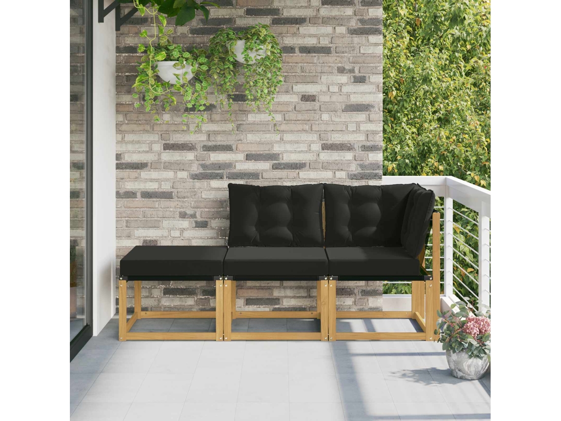 Vidaxl Unidades De Sofá Seccional Com Almofada 3 Peça Branco