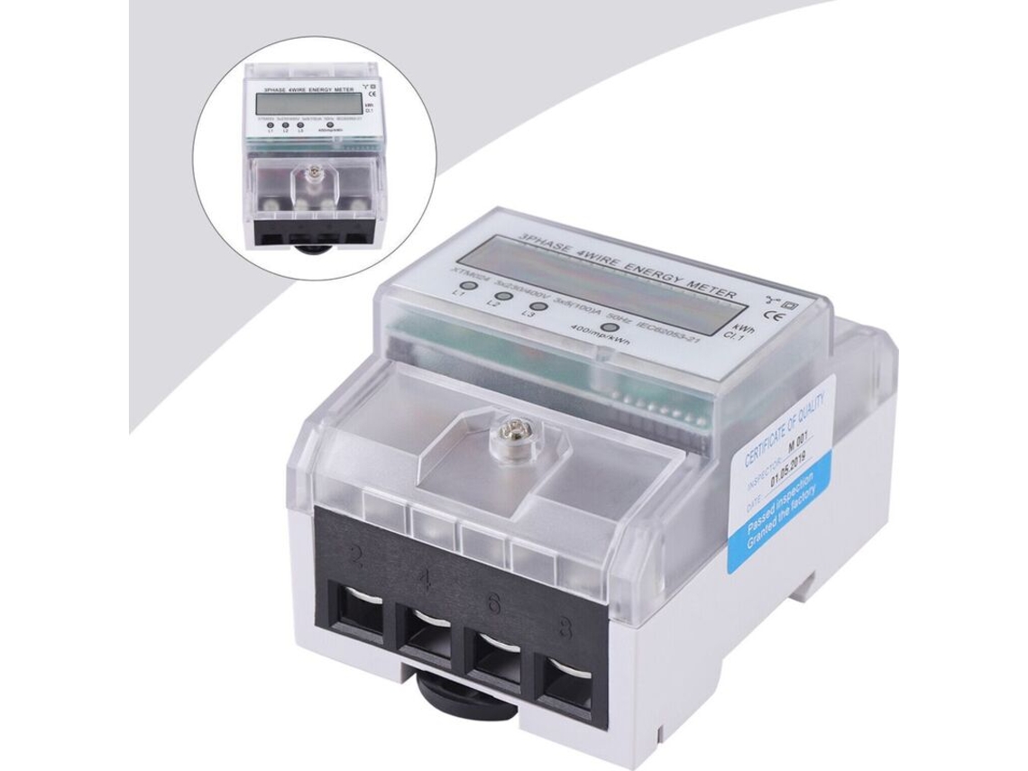 Medidor Lcd Trifásico Calibrado Para Trilho Din Com Medidor De Eletricidade 3x230/400v 80a Brilvibera