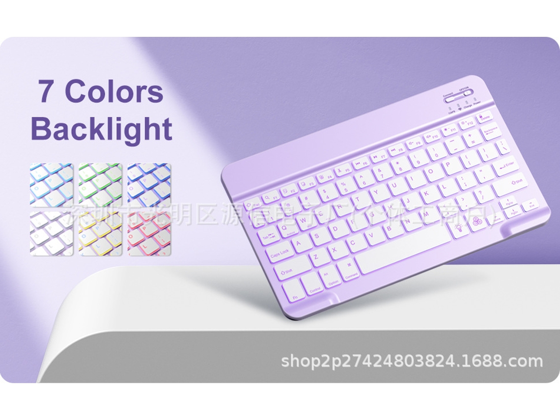 Capa Com Teclado Para Ipad Air 13 Polegadas/pro 12.9 (2018-22) Roxo Claro Com Retroiluminação E Teclado Único