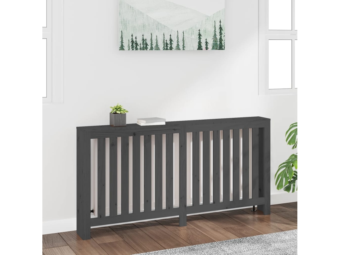 Vidaxl Cobertura De Radiador 169x19x84 Cm Pinho Maciço Cinza