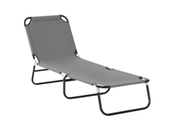 Espreguiçadeira Reclinável 3 Posições 188x56cm Cinza