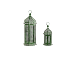 Conjunto de 2 Postes de Iluminação Pública em Metal Verde, 23x23x57cm ALEXANDRA HOUSE LIVING