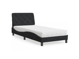 Vidaxl Cama com Colchão 80x200 Cm Veludo Preto