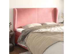 Vidaxl Cabeceira Cama C/ Abas Veludo 203x23x118/128 Cm Rosa